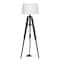 Black Wood Industrial Floor Lamp, 62" x 21" x 21"